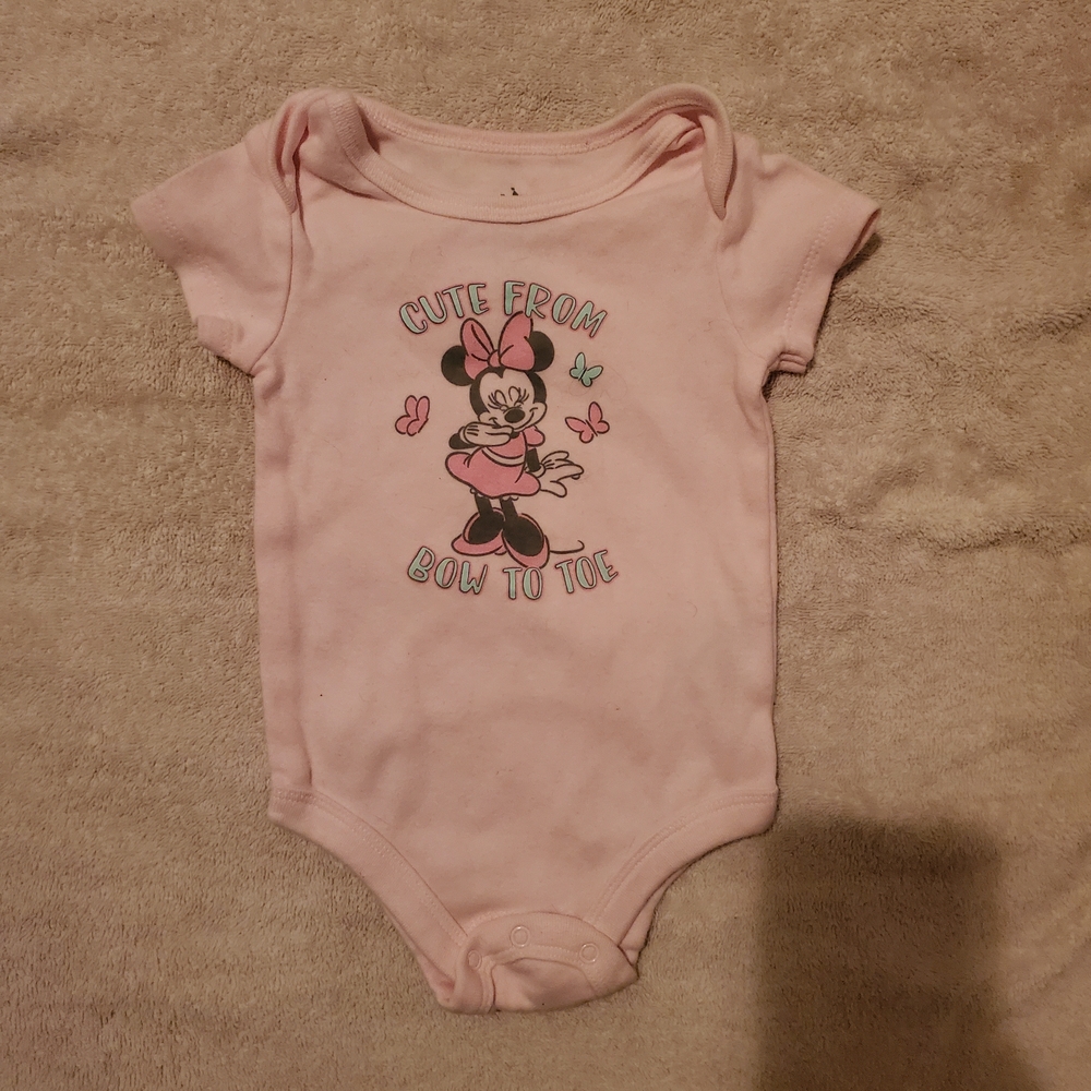 (6/$18) 3-6m Disney Minnie Mouse Pink Bodysuit